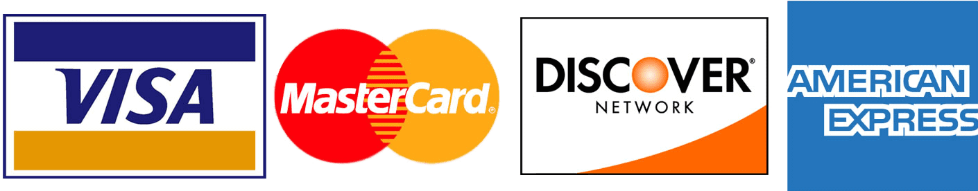 Visa, MasterCard, Discover, and American Express logos accepted at Salty Dog Fishing Charters-Johns Pass-Treasure Island.